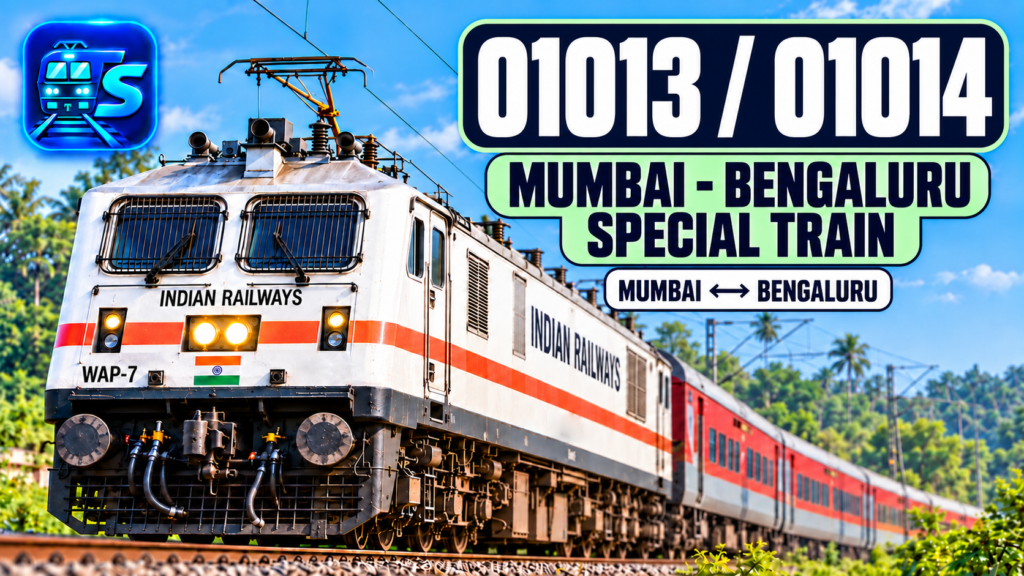Mumbai-Bengaluru AC Special 01013/01014 — train route and numbers